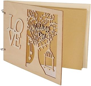 Wedding Guest Book, Wooden Wedding Guest Book Album Message Notebook for Wedding Engagement Decoration, for Wedding, Baby Shower, Anniversary(12#)