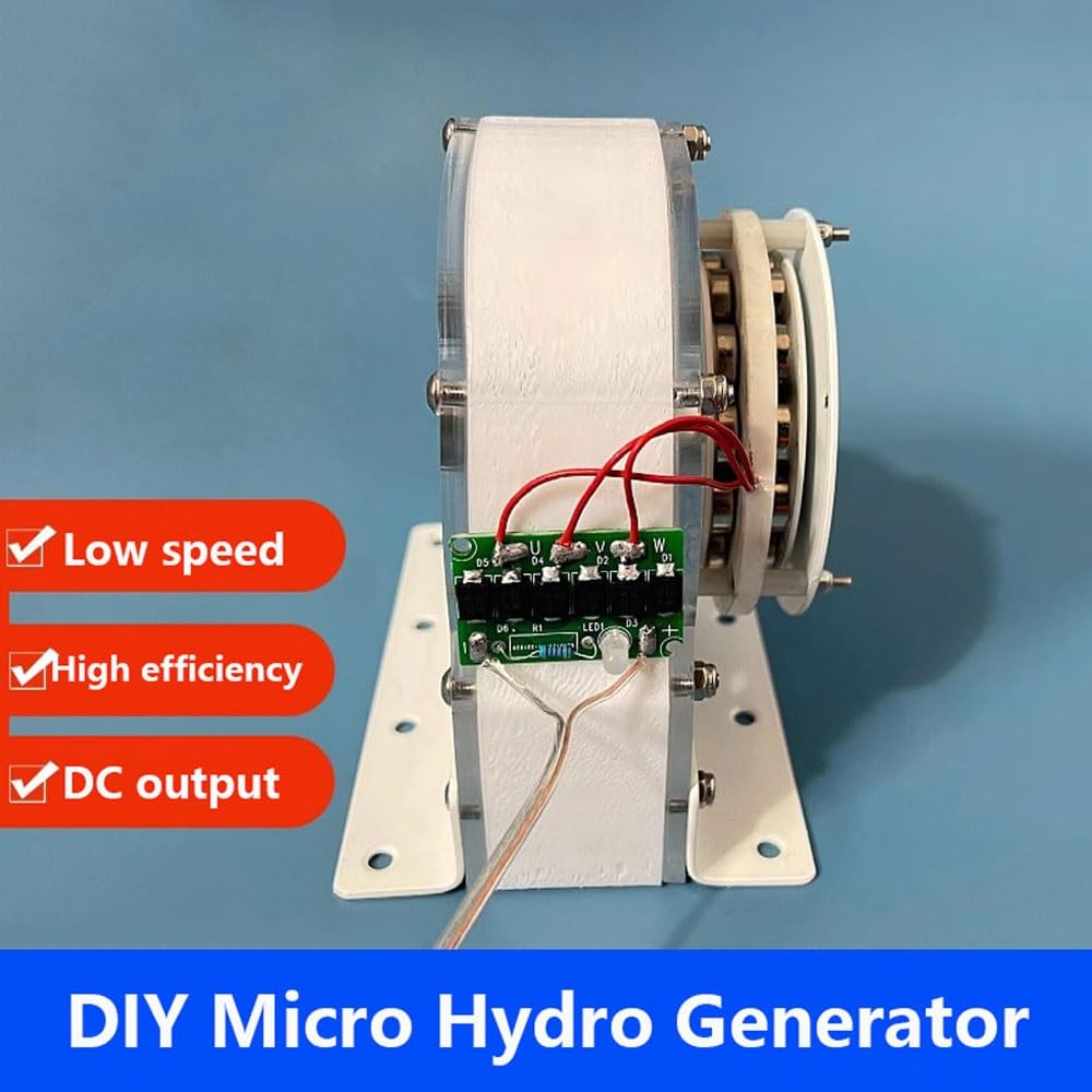 Generador de turbina de agua micro hidráulica de 100 W, rueda de agua hidroeléctrica de baja velocidad, generador de impacto de disco sin núcleo para soluciones de energía doméstica