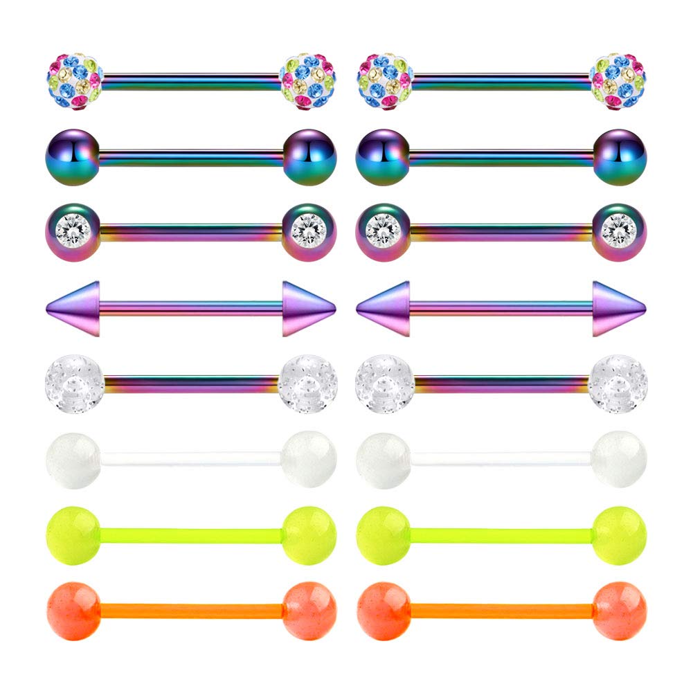 FECTAS14G Nipplerings Piercing Barbells Surgical Stainless Steel Straingt Barbell Nipple Tongue Rings Jewelry