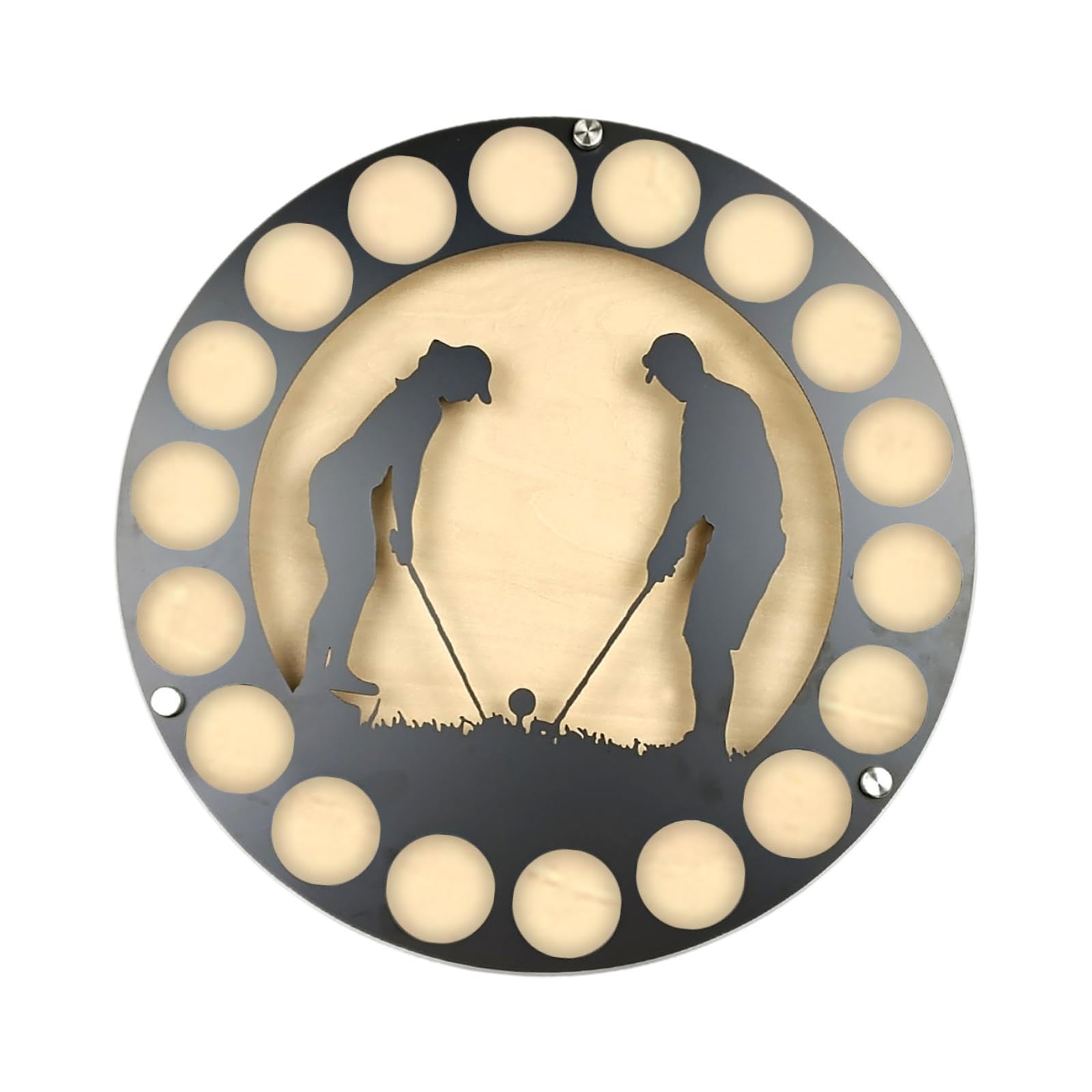 perfk Présentoir de Balle de Golf, étui de Collection de Balles pour 18 Balles de Golf, Balle de Golf En Bois Support de Rangement Mural Suspendu Rond, Style D