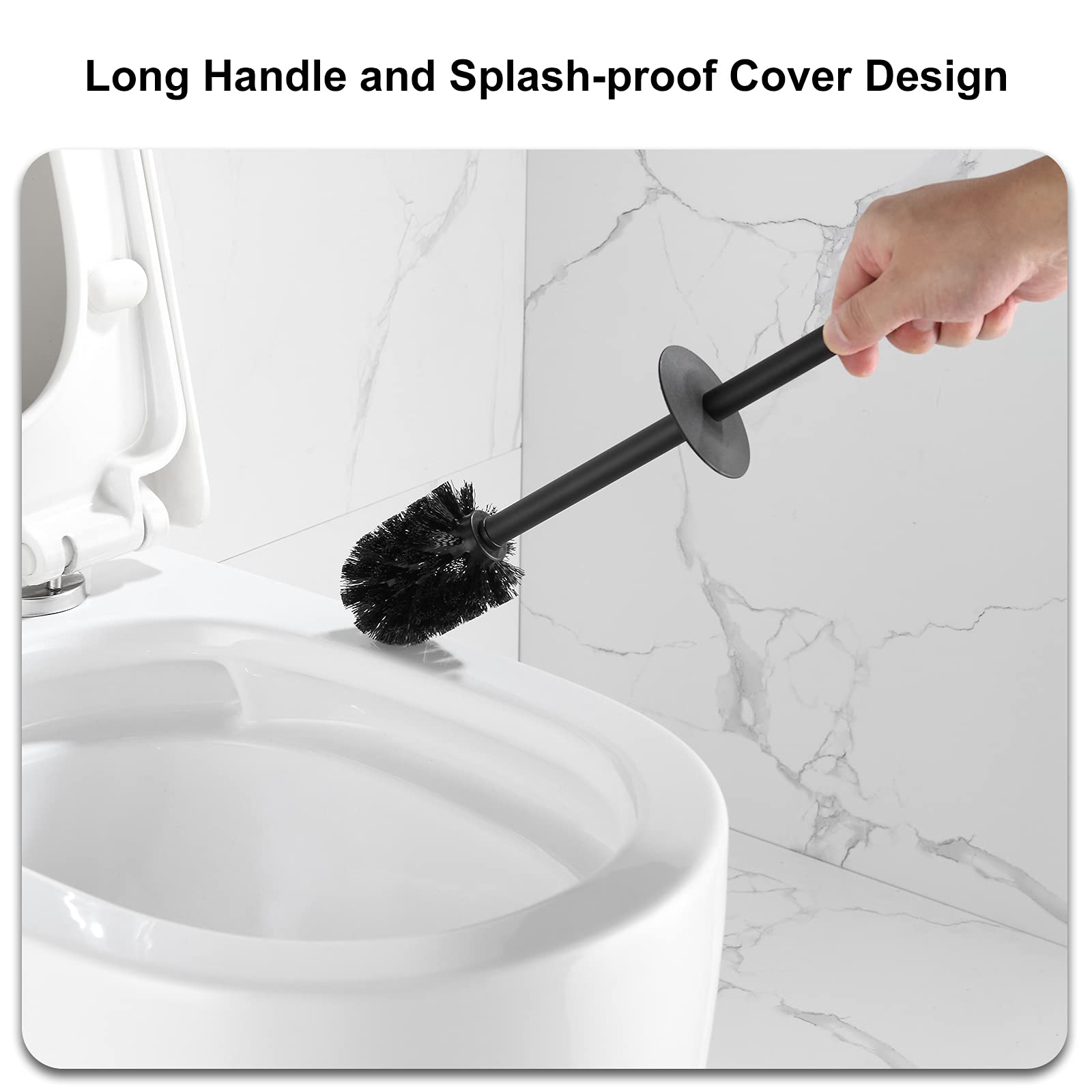 BGL Escobilla de inodoro cuadrada con soporte, cepillo de inodoro pintado de goma de acero inoxidable y soporte para baño, 2 cabezales de cepillo limpiador, dorado
