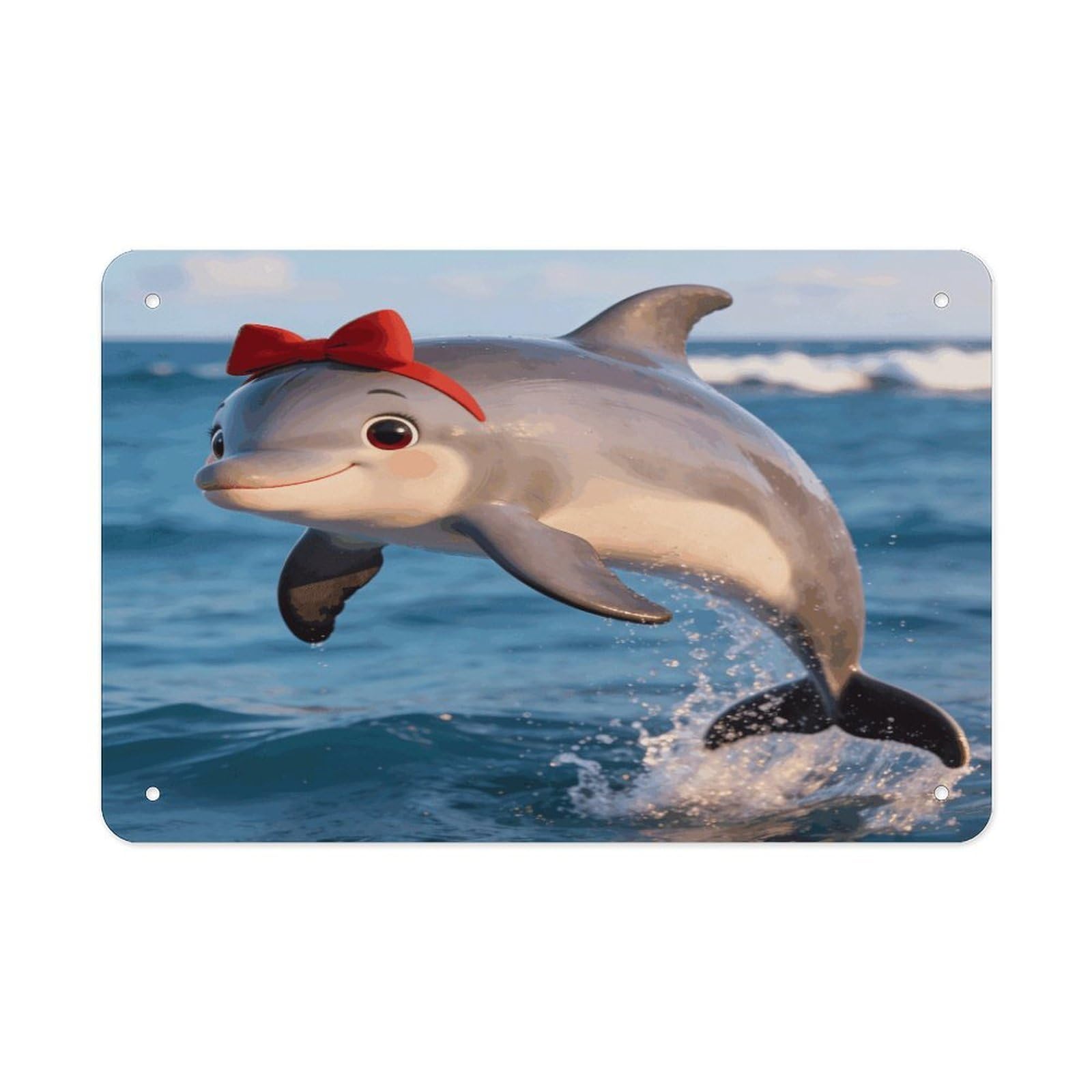 Fodpand Style Cute Dolphin Gift Wall Art Metal Tin Signs Bar Metal Tin Sign Wall Decor For Home Living Room Bedroom Toilet Hotel Halloween Decor Gifts 7.9X 11.8 Inch