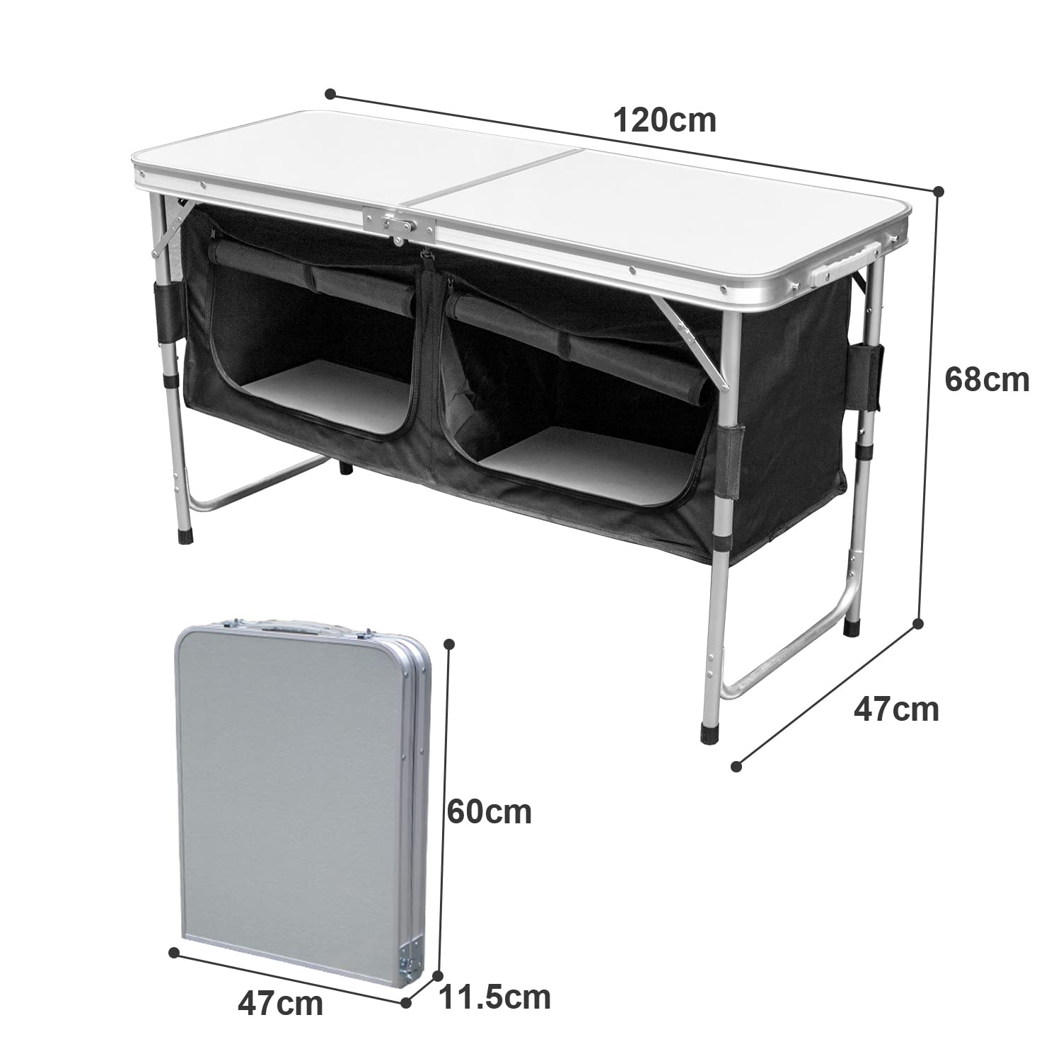 Faltbar Campingküche,Campingschrank mit Tragetasche,Alu Outdoor Camping Küche,Zeltschrank,Küchenbox