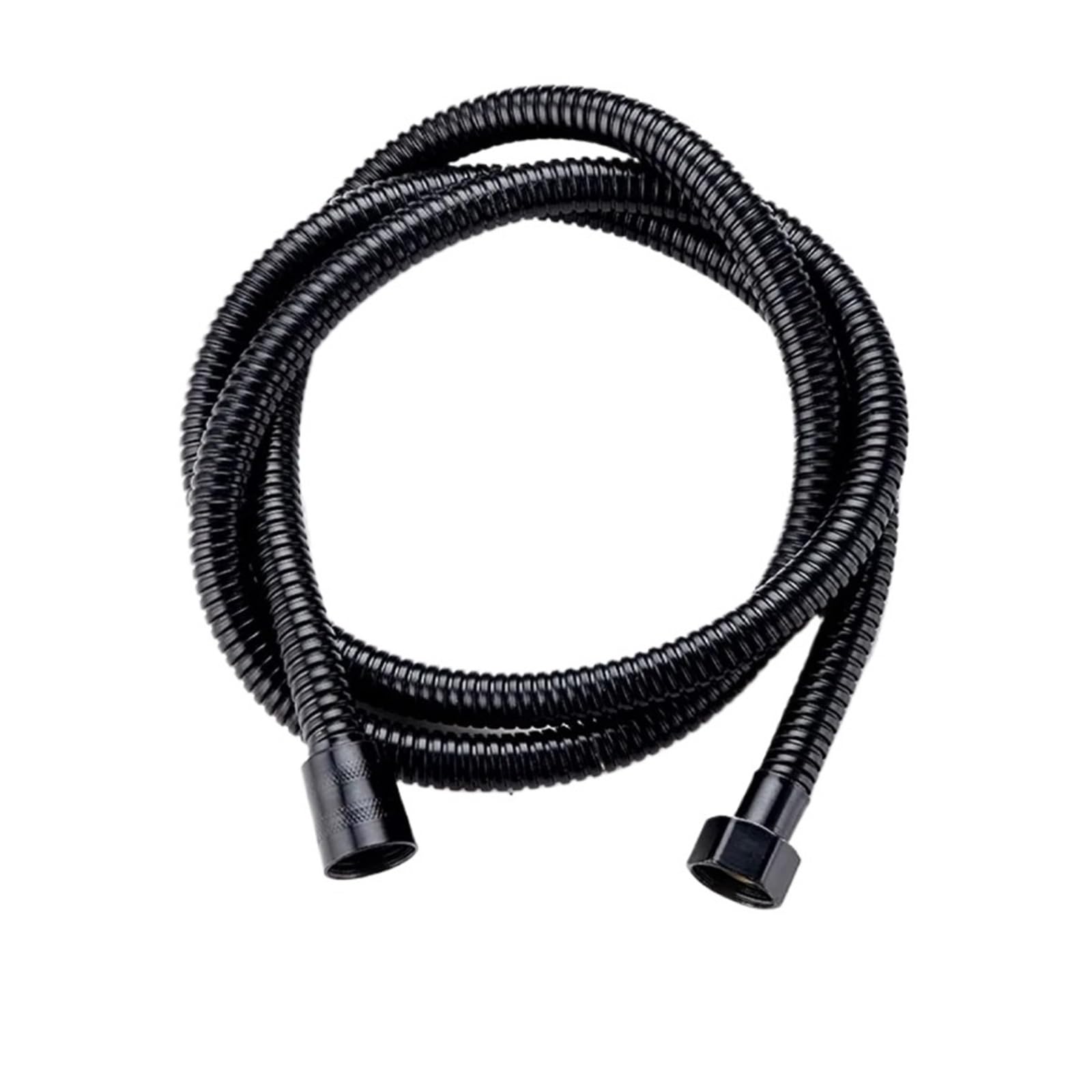 1.5M Black 304 Flexible Shower Hose Long Bathroom Shower Water Hose Extension Plumbing Pipe Pulling Tube Bath Accessories(Black,200cm)