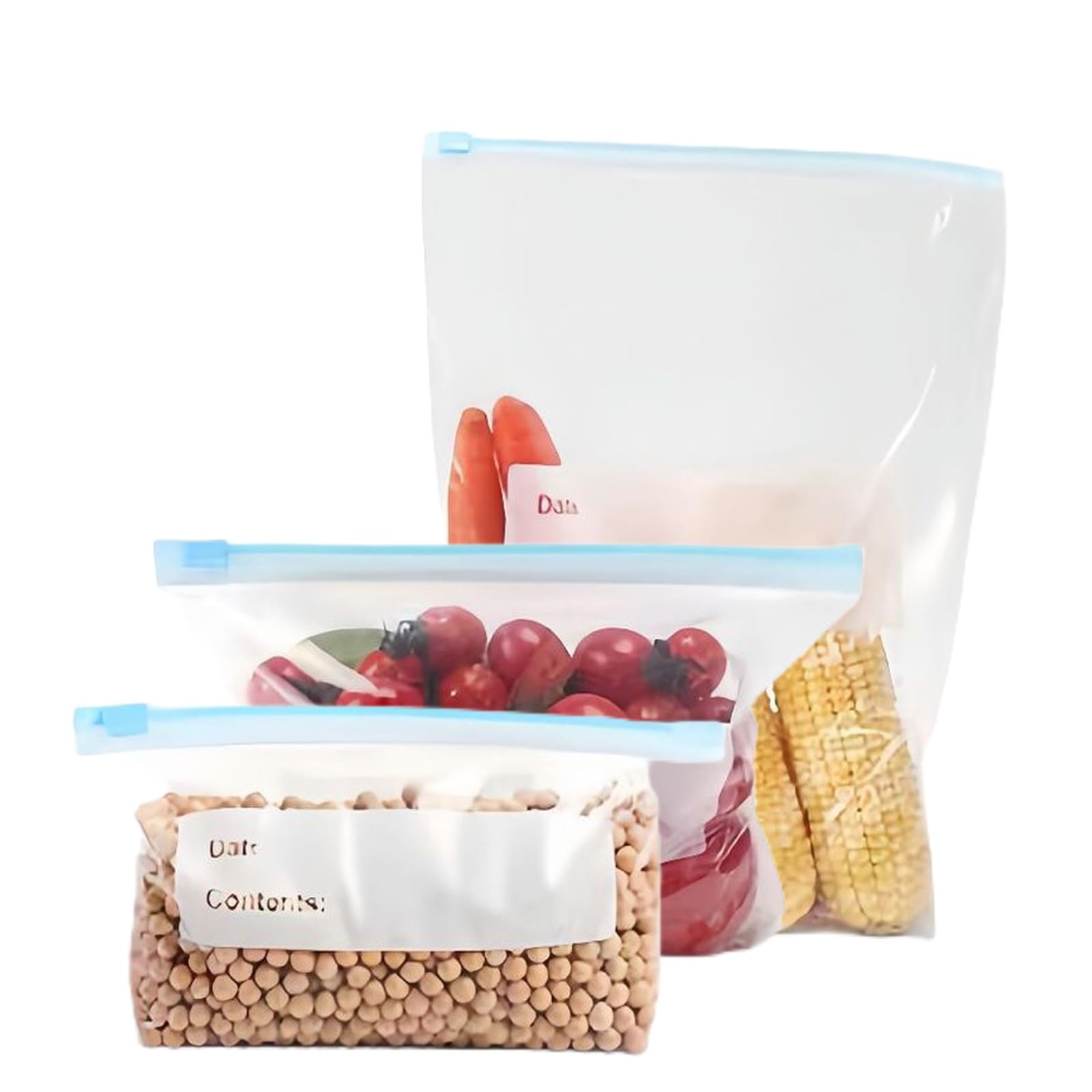 Gnnymphyte One Color 45 Pcs Food Bags Zip Seal, 3 Sizes Resealable Freezer Bags Ziplock With Expandable Bottom Sandwich Bags For Vegetable, Fruit, Grain, Candy