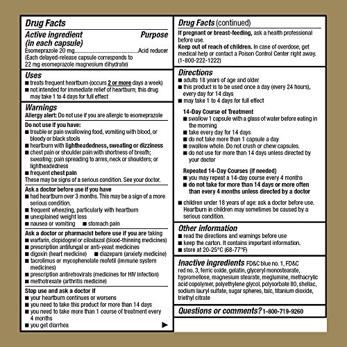 Goodsense Esomeprazole Magnesium Delayed Release Capsules 20 Mg, Proton Pump Inhibitor (Ppi), Frequent Heartburn Treatment, 42 Count #TOP3