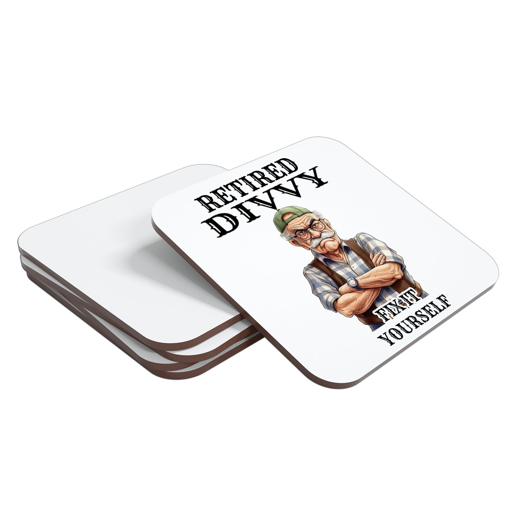 Retired Divvy Fix It Yourself Novelty Coaster Unique Fun Retirement Gift - Made in UK