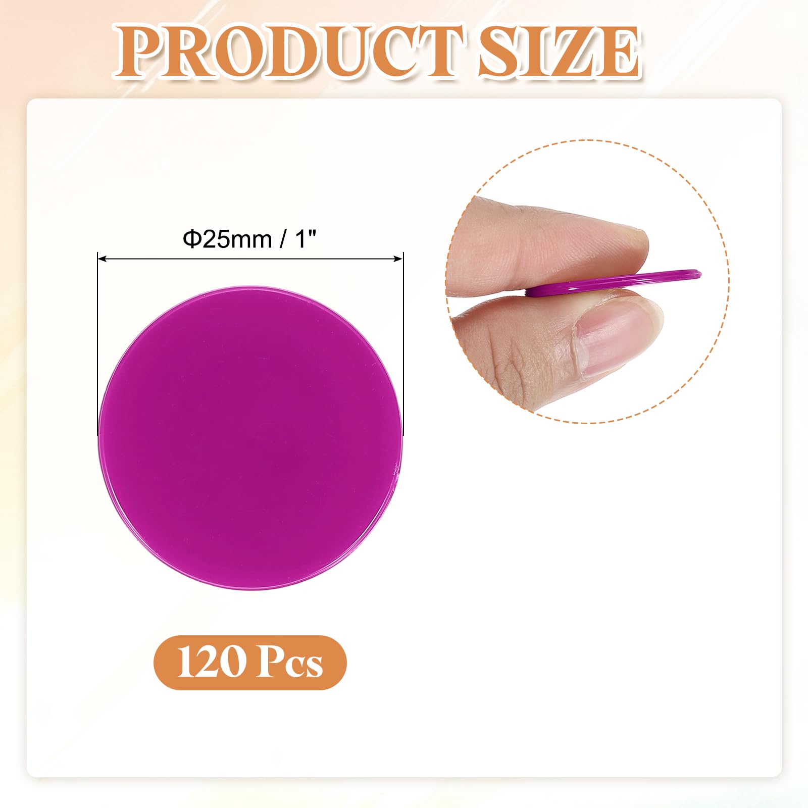 QUARKZMAN 120 Piezas De Fichas De Póker De 1 Pulgada, Fichas De Bingo De Plástico Contadores De Aprendizaje Discos De Conteo Marcadores Fichas De Juego Opacas Rosa Planas