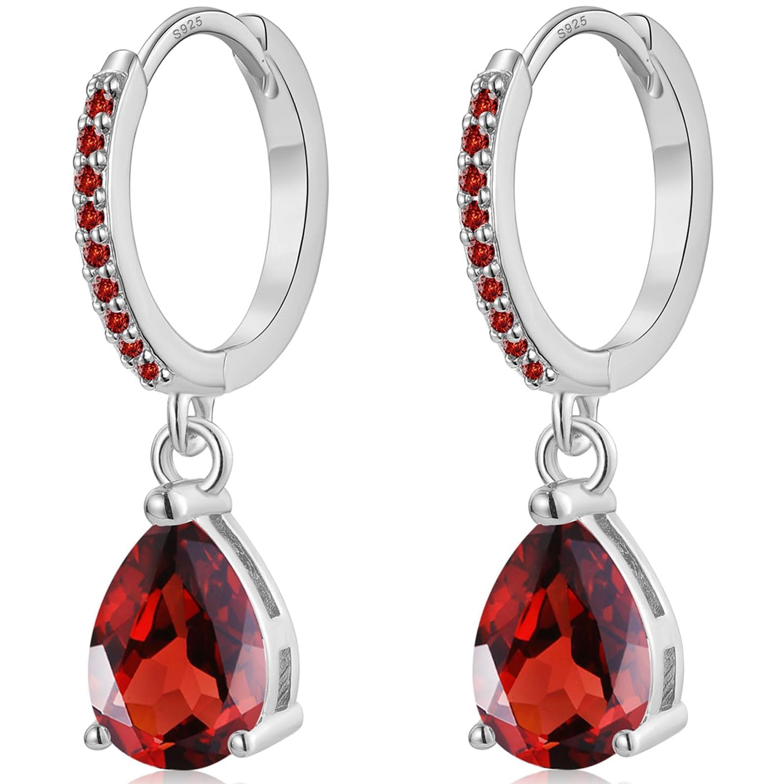 MASOP Ohrringe Silber 925 Hängend Damen, Creolen mit Anhänger Zirkonia Wassertropfen Braut Ohrringe Schmuck Geschenke für Hochzeiten Geburtstag mit Geschenkbox für Freundin Frauen Mädchen Silber/Gold