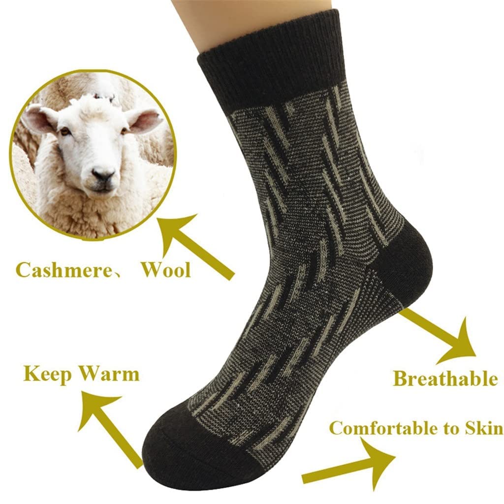 5 Pares/Lote Calcetines de Lana Hombres cálidos Invierno Cashmere Transpirable Casual Masculino de la Mano Regalo de cumpleaños (Color: un tamaño: un tamaño) (Color : A, Size : One Size)
