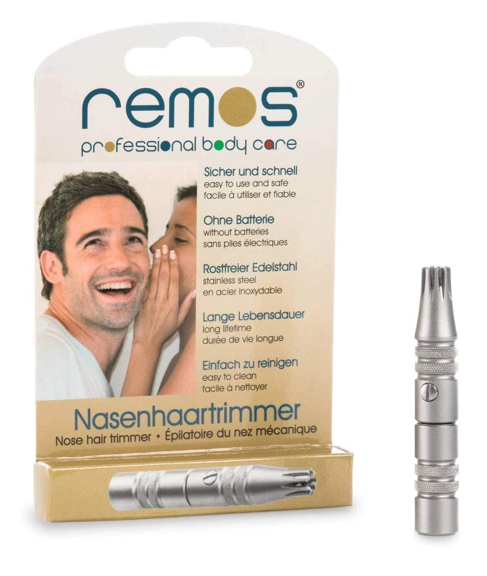 REMOS Nasenhaarschneider aus rostfreiem Edelstahl - Braucht keine Batterien - Schnell & Sicher - Lange Lebensdauer