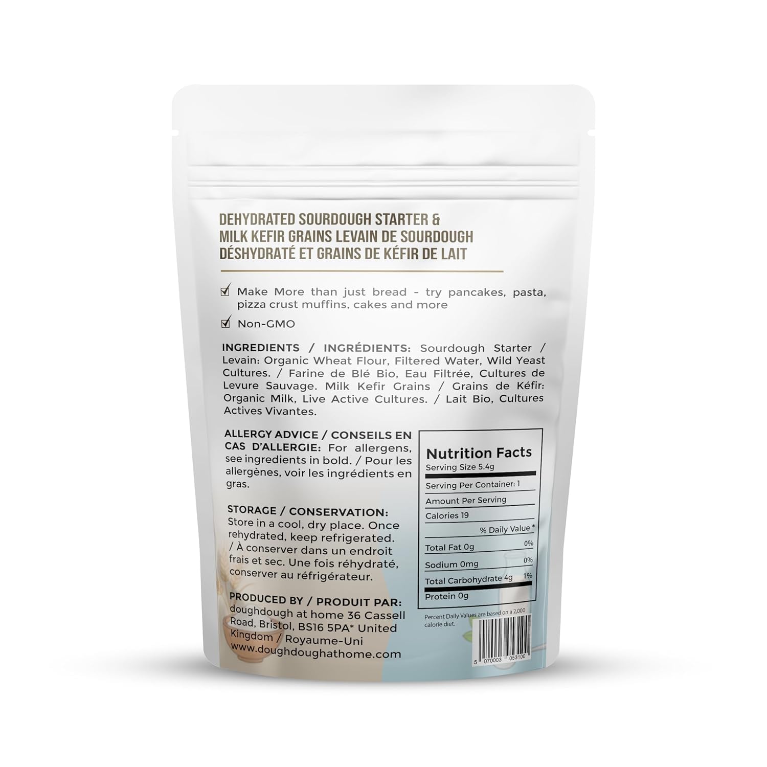 Dough Dough at Home: Cultivo de Masa Madre y Kéfir Todo en Uno – Dual Life Fermentación Rápida en 24 Horas – Para Pan y Leche Probiótica – Cultivos Vivos Naturales Activos