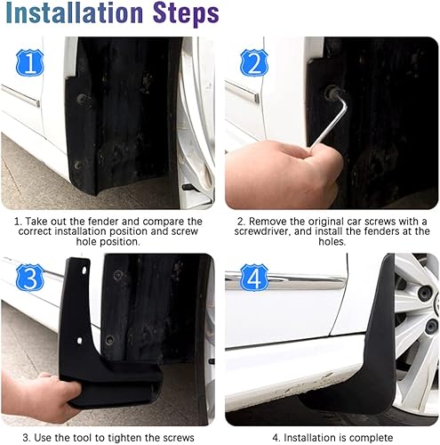 Miniatura 7 de YNWON 4 unidades de aletas de barro para automóvil compatibles con Mitsubishi Outlander PHEV 2022 2023 2024 guardabarros delantero trasero protector