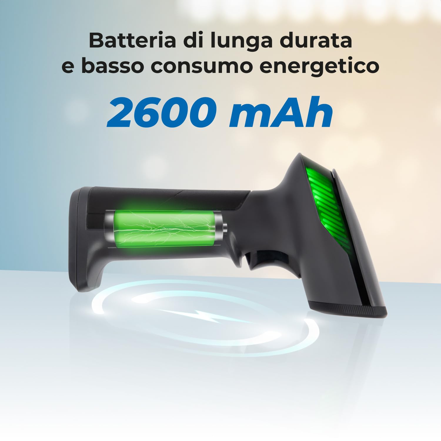 VulTech BC-07P-WBT Barcode Scanner Wireless 2.4Ghz / Bluetooth/USB Lettore Codici a Barre 2D 1D QR, Scansione su display, POS, Registratore Cassa Magazzino Supermercato Farmacia Windows/Mac/Linux