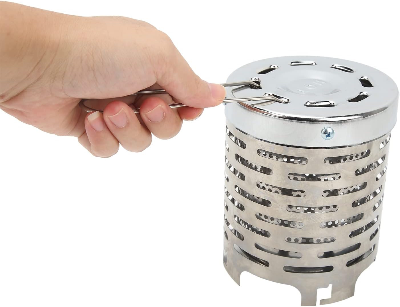 Camping Mini Heater Cover, Stainless Steel Camping Tent Heating Cover Portable Camping Warming Stove Cover with Handle Mesh Bag Mini Tent Heater for Hiking, Traveling, Backpacking