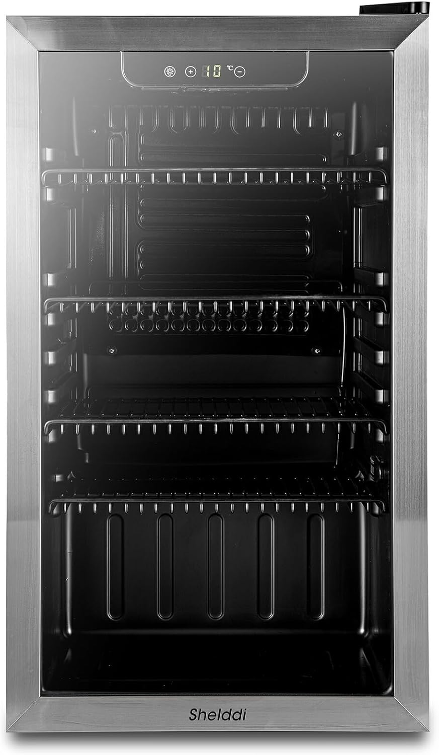 Shelddi 冷蔵庫 93L おしゃれ コンプレッサー式 小型 透明ガラス