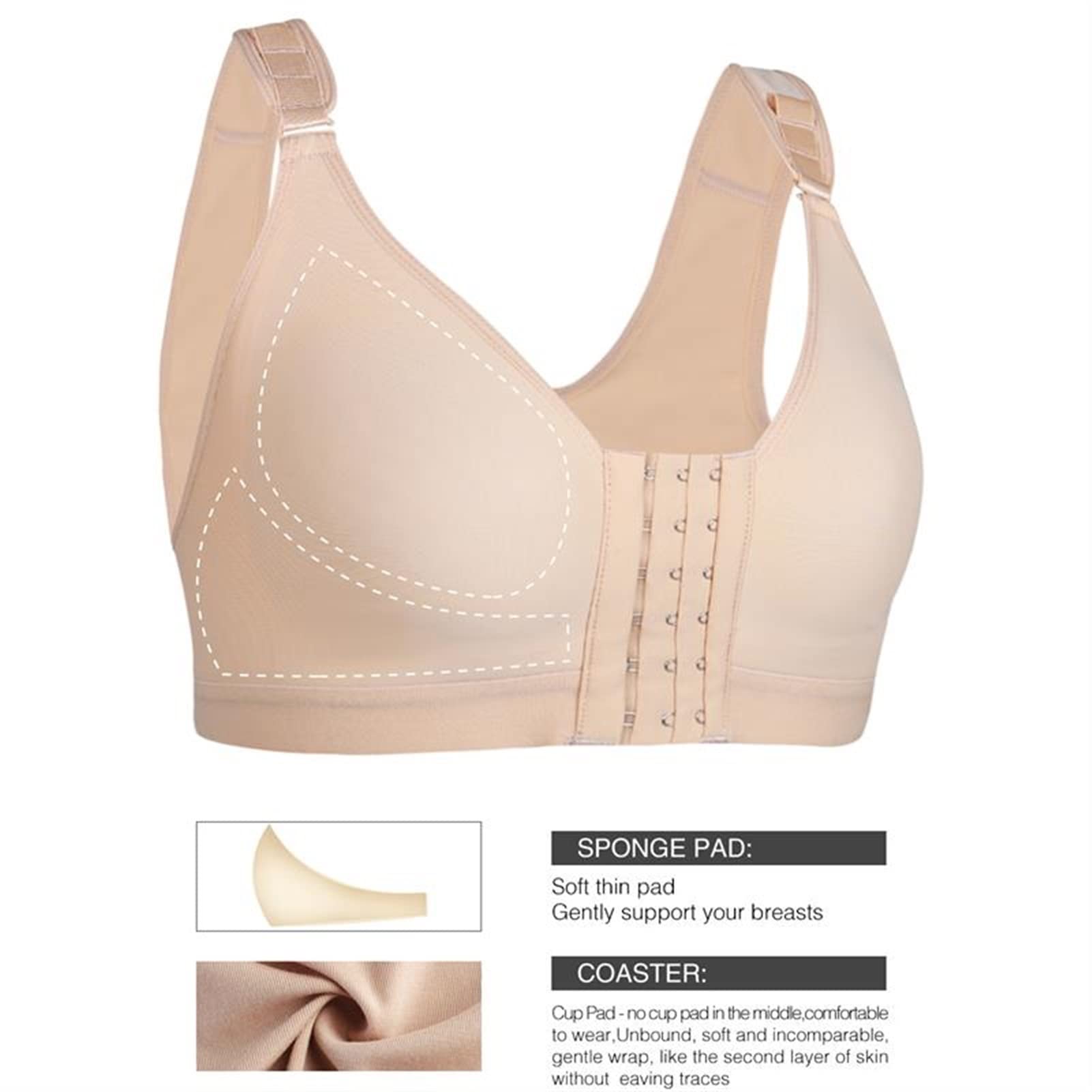TTDGYYXW Sujetadores postoperatorios para cuerpos de Talla Grande, Gancho de Cierre Frontal, Copa posquirúrgica, Tops Abiertos completos, Sujetador para Mujeres