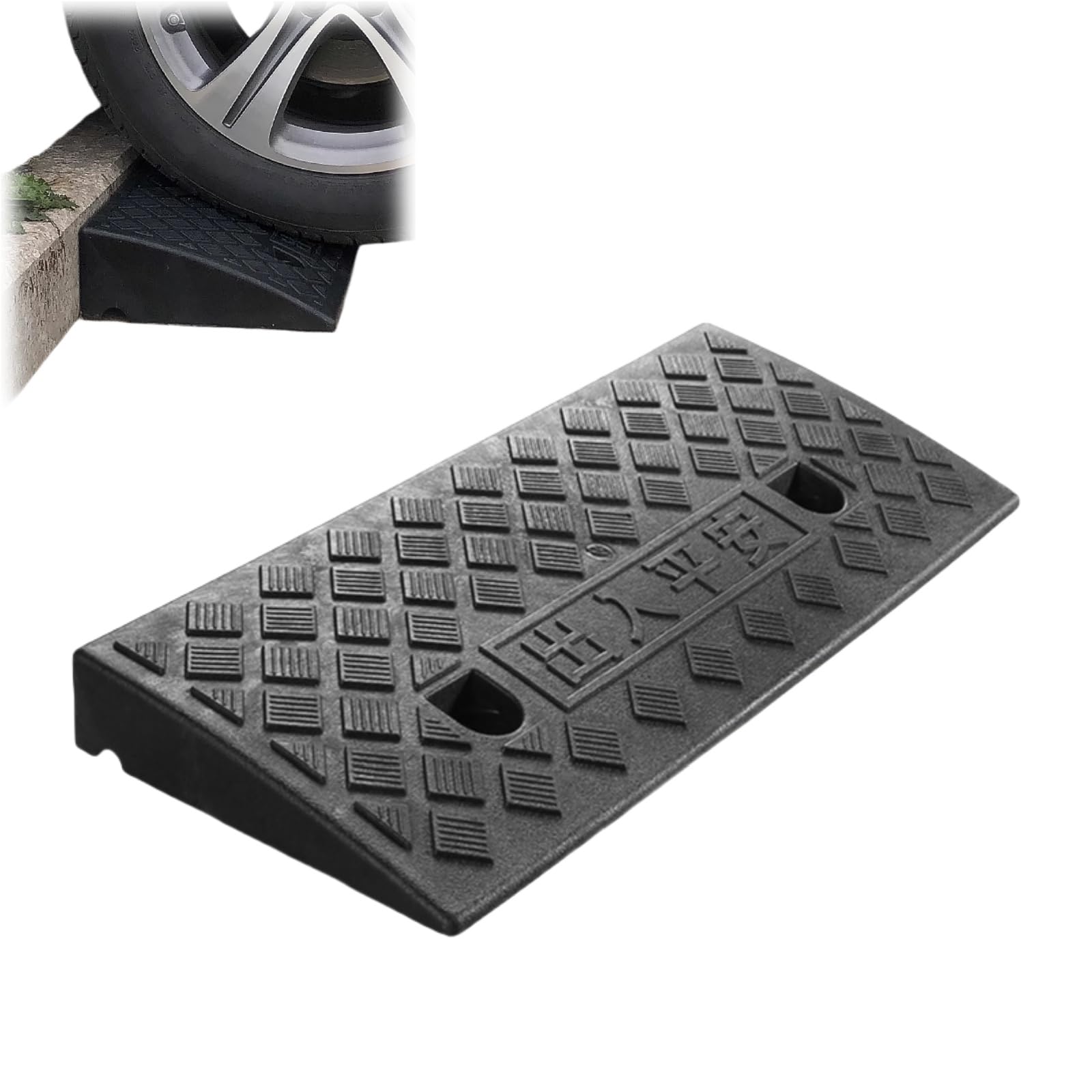 en Caoutchouc De Trottoir, Rampe De Seuil pour Marche Hauteur 5-13 Cm, Rampe De Bordure pour Trottoirs, Voitures, Camions, Accès, Vélos, Motos, Chiens, Fauteuils Roulants (Noir, 50CM*22CM*5CM)