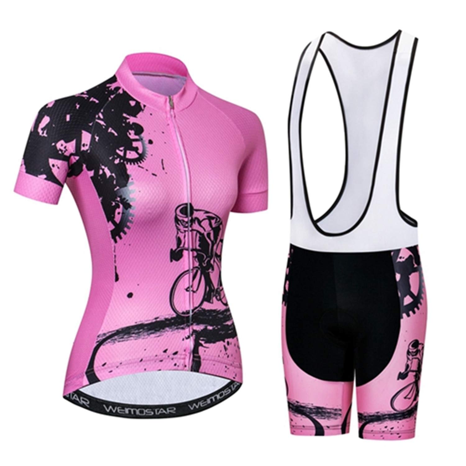 Ensemble maillot de cyclisme pour femme à manches courtes d'été bavoir 5D rembourré pantalon de vélo S-3XL