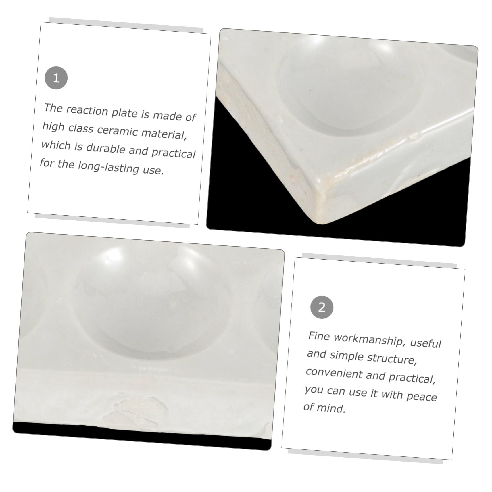 FRCOLOR Plaques à Points en Céramique Blanche et Noire 12 Trous, 2 Pièces, Plaque de Réaction Porcelaine pour Laboratoire Chimique, Microplaques pour Expériences Scientifiques et Tests
