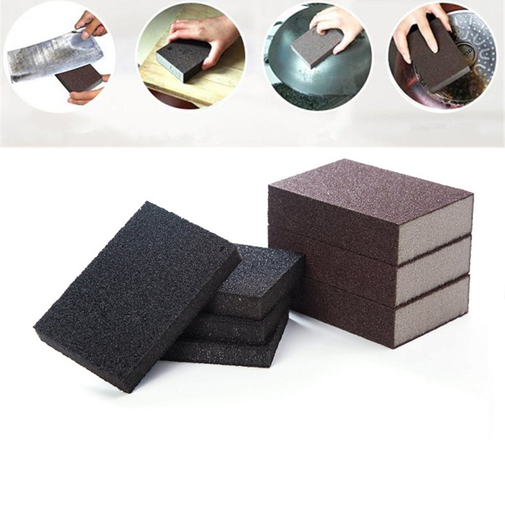 TJW 10 Pack Magic Emery Sponge Brush,Nano-diamond Eraser Cleaning Brush for Kitchen Bowl Pot Pan Dish (Black)