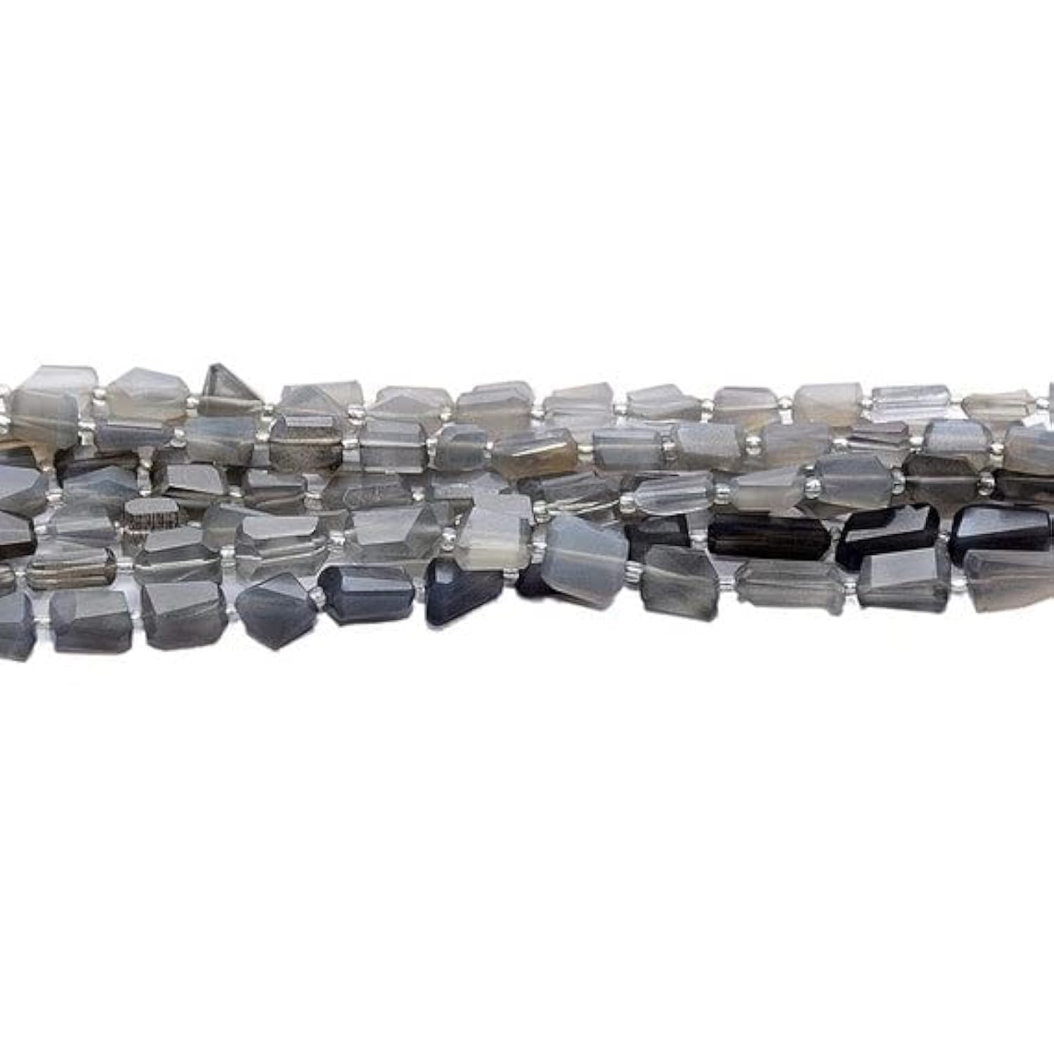 Pierre de lune grise facettée 10mm-12mm : fil de perles naturelles pour création DIY