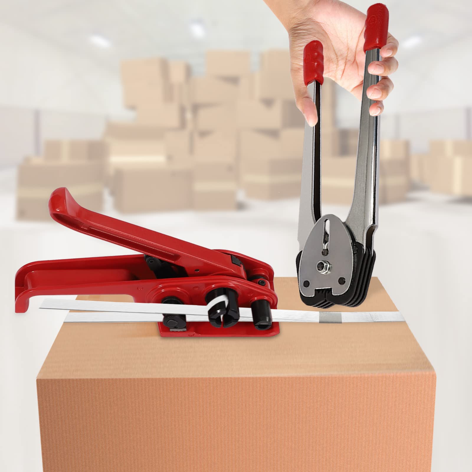 Umreifungsset, Manuelle Umreifungsgerät mit Spanngerät Max Spannkraft 1000N Verpackungswerkzeug für 12-16 mm Umreifung