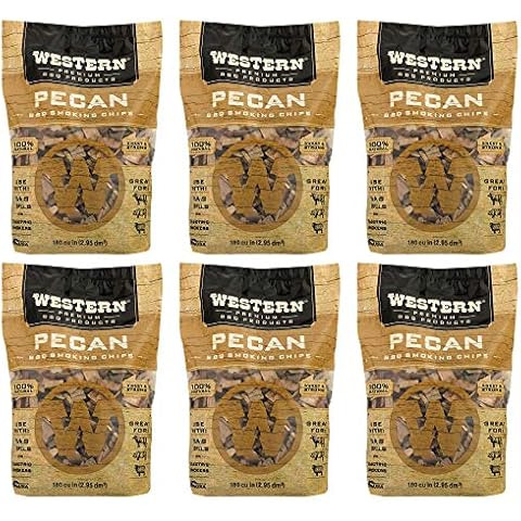 Western BBQ 78076 180 cu in. Premium Pecan Wood BBQ Charcoal Propane Grill/Smoker Cooking Chips (6 Pack) Cover