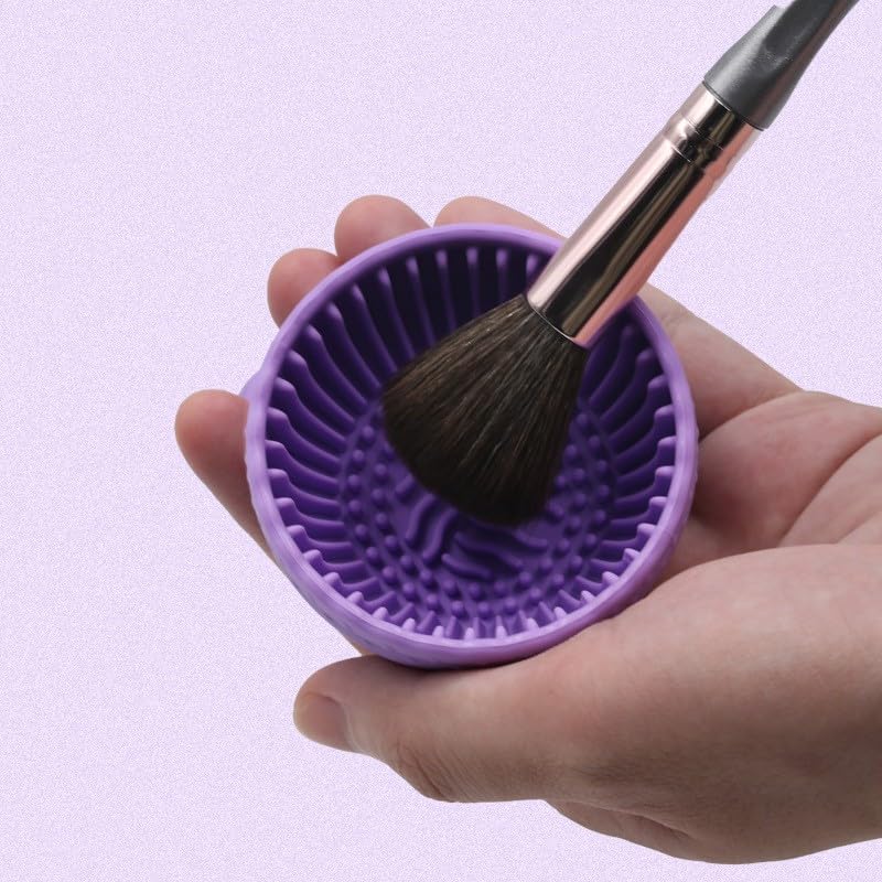 Makeup Brush Cleaning Pad, Silicone Makeup Brush for Dishwashing, Portable Cleaning Pad for Girls. (Purple) image 3