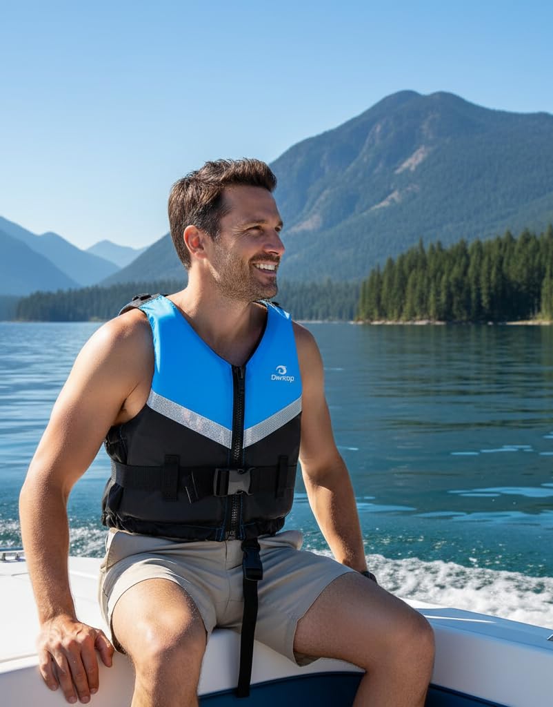 Owntop Ayuda a la Flotabilidad para Adultos, Chaleco de Natación Ligero, Chaleco de Flotabilidad Ajustable con Correa de Entrepiema para Kayak, Pesca y Paddle Surf