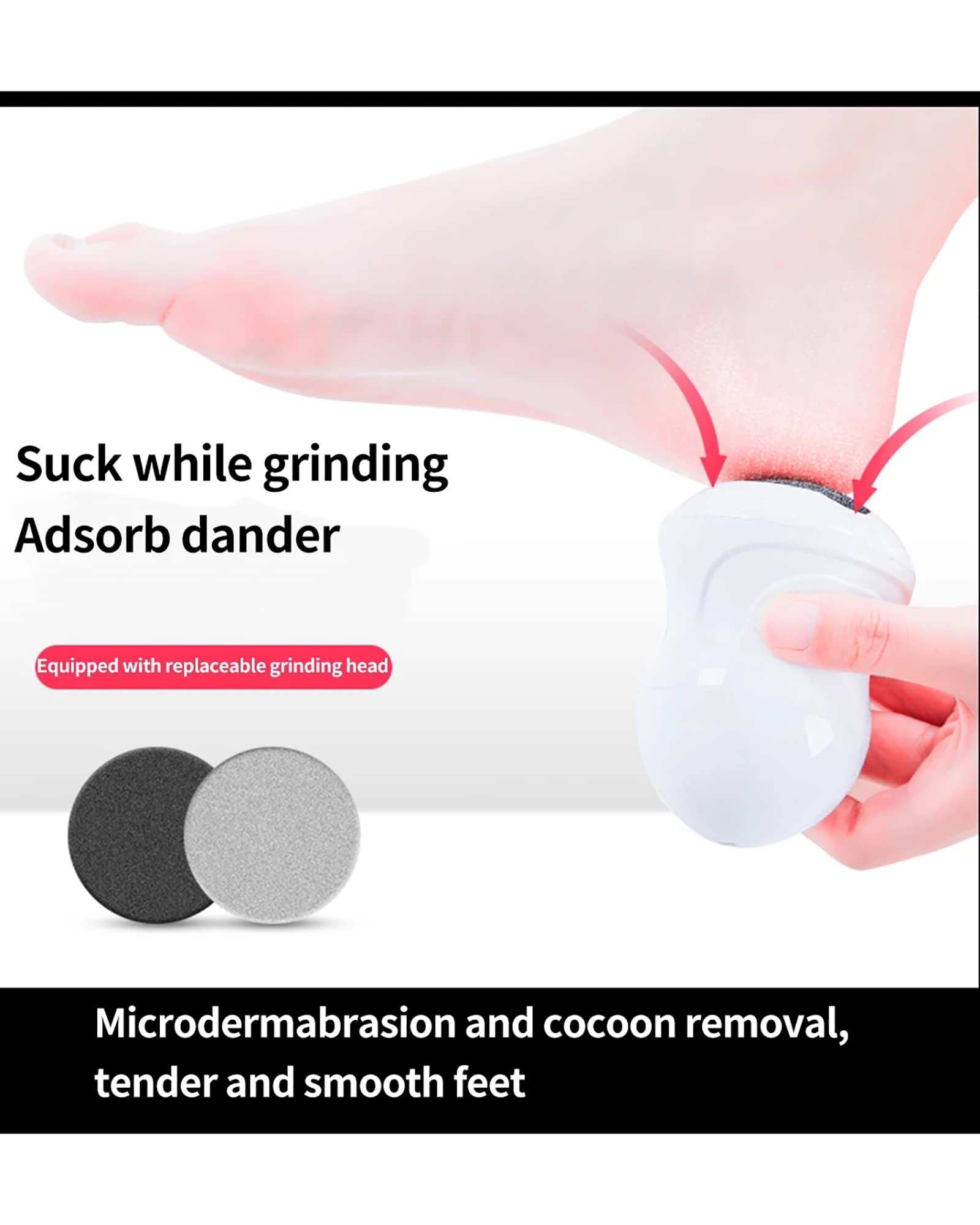Lime à Pied électrique à adsorption sous Vide Portable, dissolvant de callosités Rechargeable, meuleuse de Pied, pédicure, Outils de Soin pour Talons fissurés et Peau Morte
