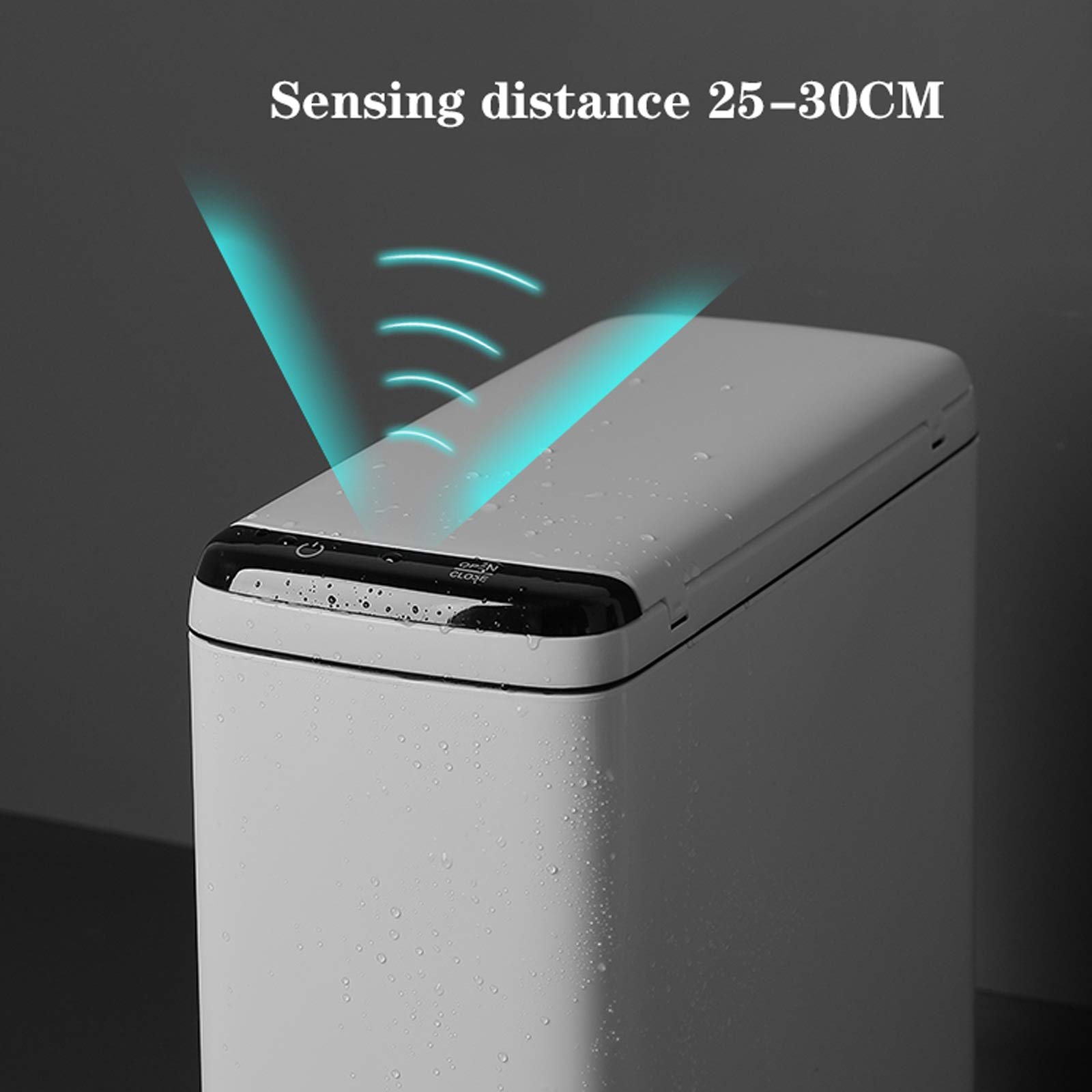 Kosz na śmieci w kuchni Wąski akumulator Smart Trash Can Małe Gospodarskie Kosz na śmieci z pokrywką Creative Plastic Automatic Sensor Trash Can, 8L / 2.1 galon Kosz na śmieci
