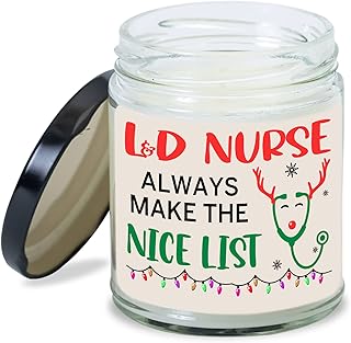 MEDROC L&D Nurse Candle L&D Nurse Always in Nice List Christmas Gift for Mother and Baby Coworker Women Men, Christmas Gift for Labor and Delivery Nurse, L&D Nurse Home Decoration Gift