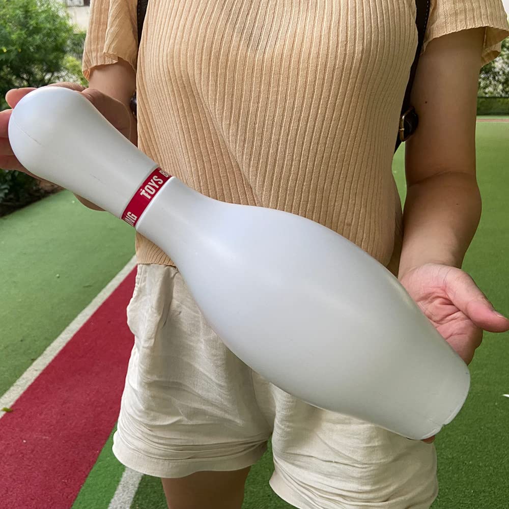 SOWOFA Extra large 30CM bowling toy set, large parent-child entertainment sports toys, 10 bowling pins, 2 colored balls, indoor and outdoor bowling (white bowling pins) for children's sports fields