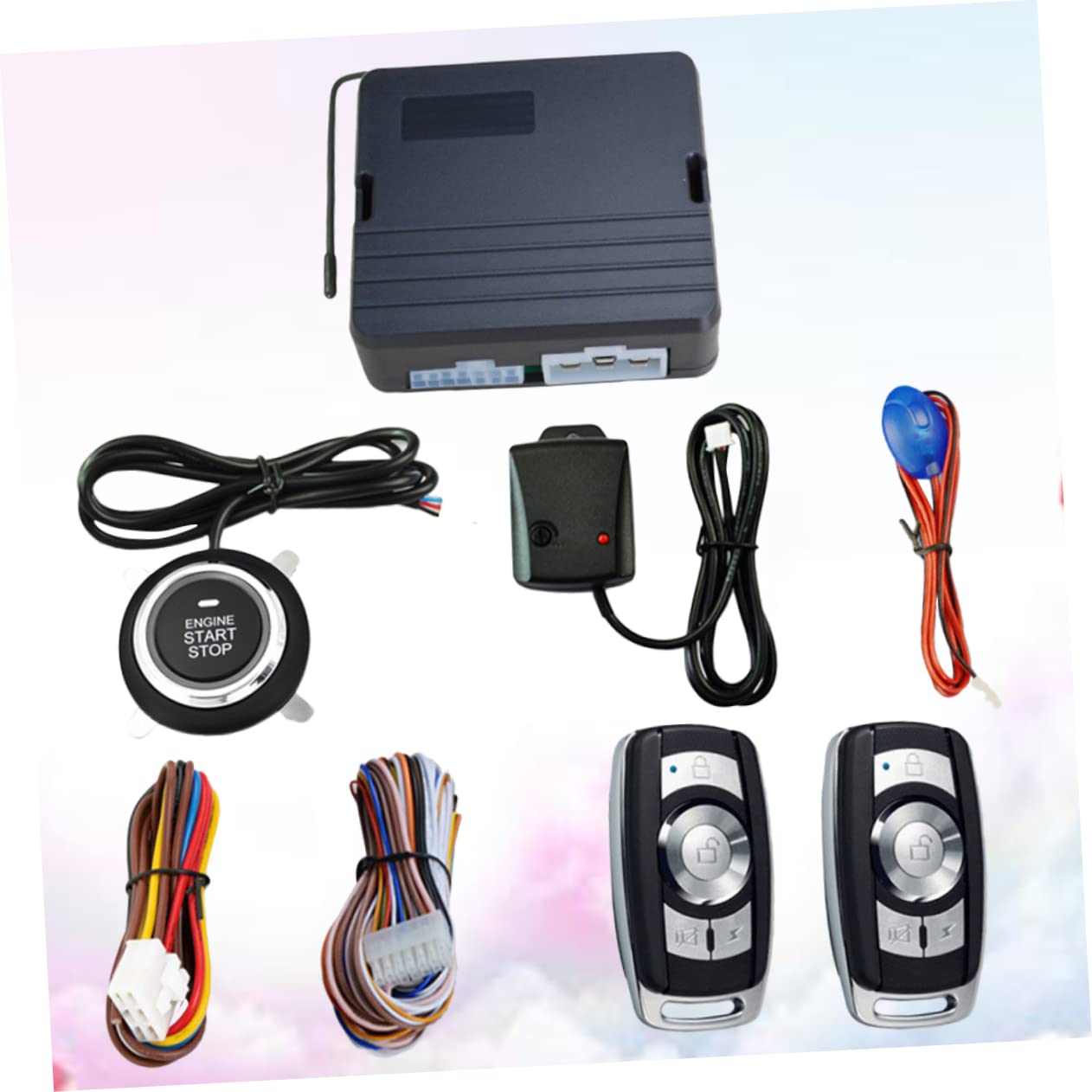 Beatifufu Alarm for Car 12v Universal Anti-Theft -Button Ignition Start Remote Control Vibration Alarm Security