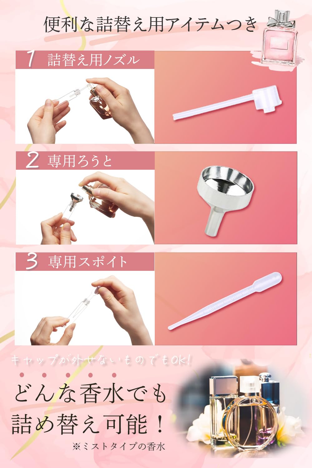 Amazon.co.jp: アトマイザー 香水 詰め替え 【すべての 香水ボトル に
