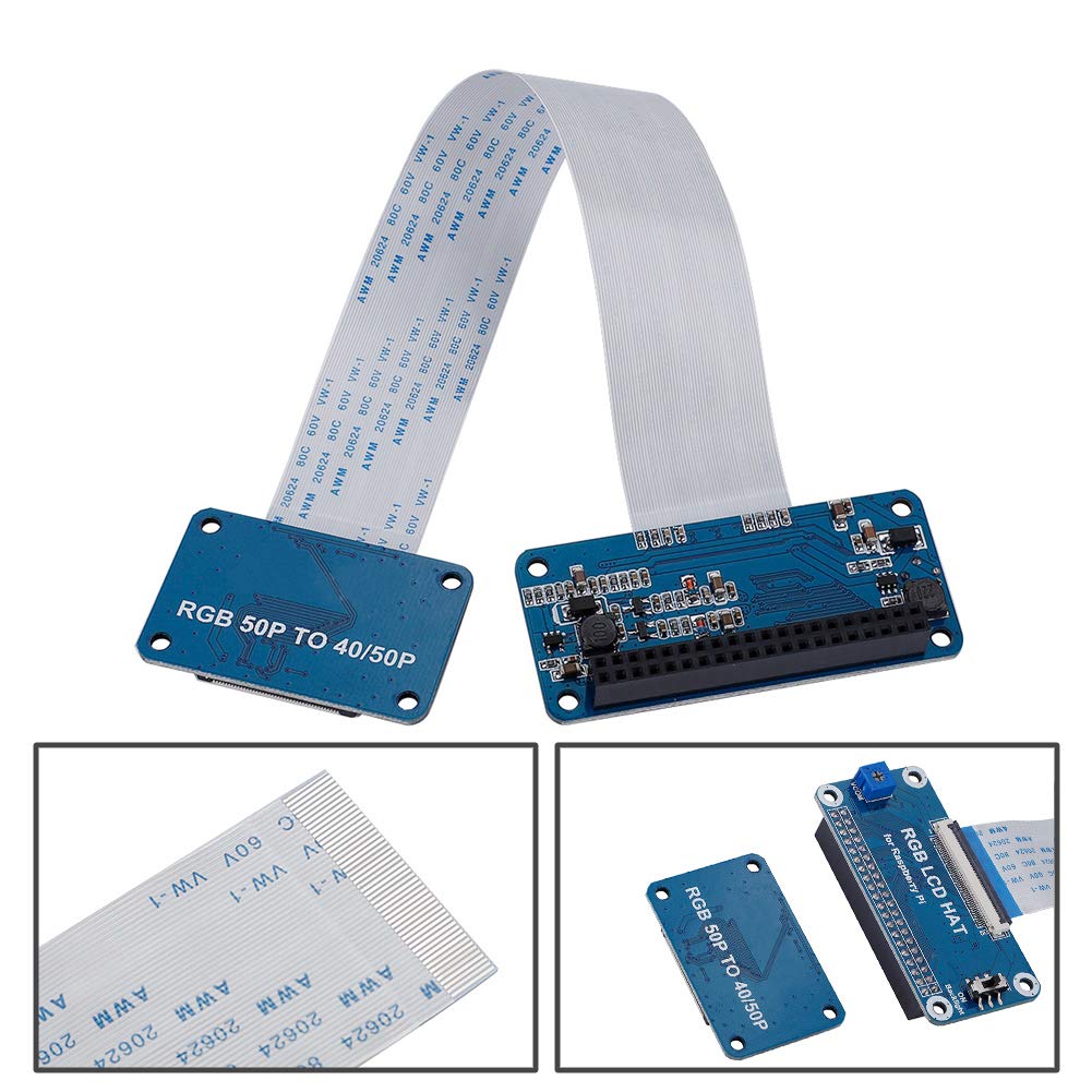Cuifati Scheda RGB Hat per, con Scheda Adattatore da 50 Pin a 40 Pin, per Kit, Kit Scheda Driver Display Scheda Adattatore Driver LCD