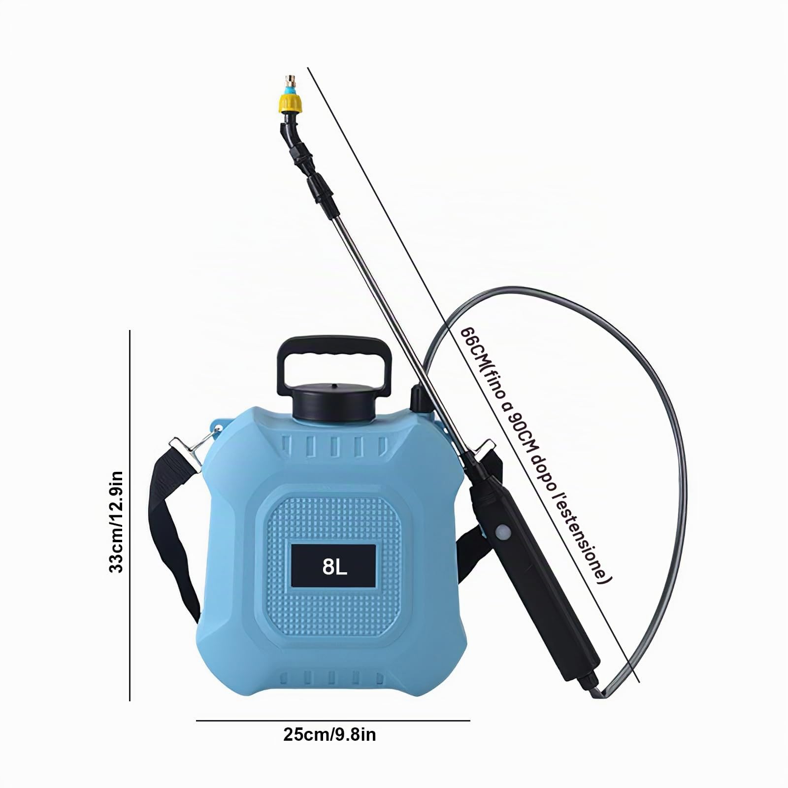 Spruzzatore Elettrico 5L/8L Spruzzatore Da Giardino Con Spruzzatore Lancia Telescopica Max 90 cm 2 Ugelli 2000mAh per Diserbo Spray Pulizia (8L)