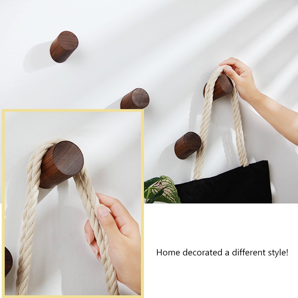 Appendiabiti In Legno Naturale Da Muro - 3 Pezzi In Noce, Portata 15kg, Design Vintage Per Cappotti E Accessori