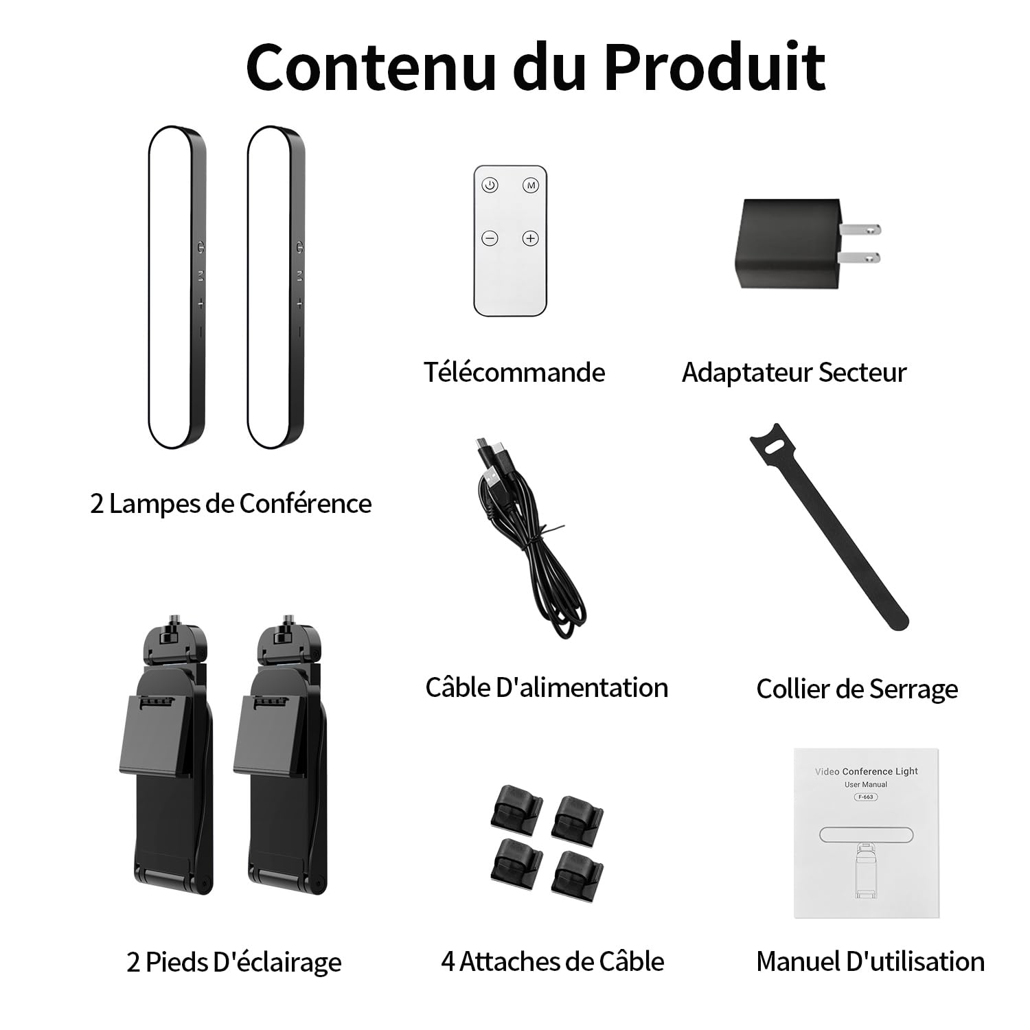 yAyusi Éclairage de Vidéoconférence à Double Lampe, Éclairage de Webcam avec Télécommande et Commande Tactile, Éclairage Zoom pour Ordinateur Portable, Éclairage LED pour Streaming/Vidéo (Noir)