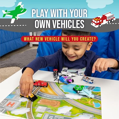 Miniatura 5 de Popular Playthings Micro Mix or Match Vehículos Deluxe Set de 9 Coches de Juguete Aviones y más