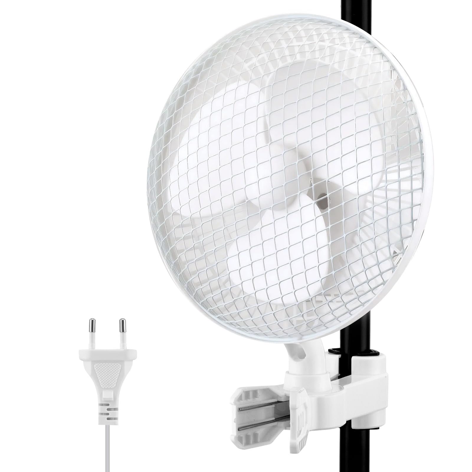 Grow Ventilator mit Clip, 20W Oszillierender Lüfter mit 2-Geschwindigkeiten, 1.5m Kabel, 20cm Durchmesser, 40dB leiser Betrieb, 2200PRM, Umluftventilator für Zelt und Growbox