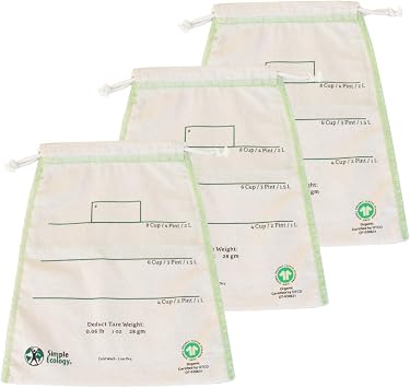 Simple Ecology Organic Cotton Reusable Bulk Bin Bags - Large 3 Pack