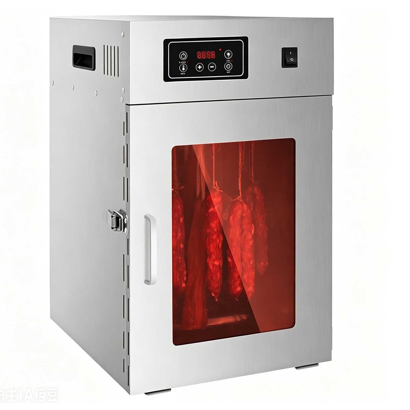 Fleischtrockenschrank Aus Edelstahl Mit Led-Anzeige,Trockenreifeschrank Mit 14/30 Haken,Temperaturregelbereich Von 30-90℃, 24-Stunden-Timer,Geeignet Zum Lufttrocknen Von Fleisch,Würsten Usw 15KG