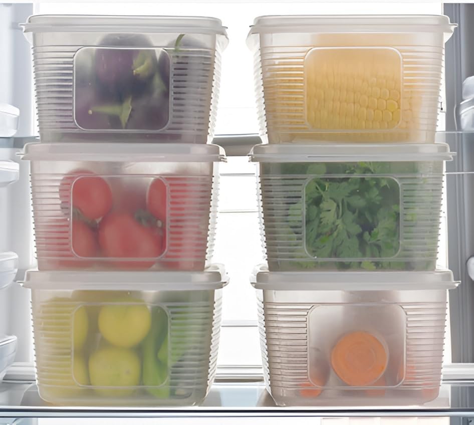 PRAYATI New 1800MLTransparent Fridge Storage Boxes Organizer Fridge Storage Containers Keeps Fruits, Vegetables, Meat, Fish Fresh Longer Container Box (Pack of 6) (B0D81B63CQ) Amazon Price History, Amazon Price Tracker