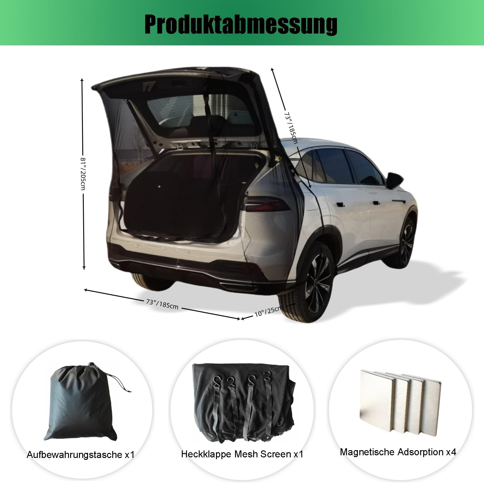 Auto Heckklappen Sonnenschutznetz Passend für VW T5 T6, Heckzelt Auto Universal Camping Moskitonetz für SUV, Geeignet für Angeln, Musikfestivals und Camping im Freien