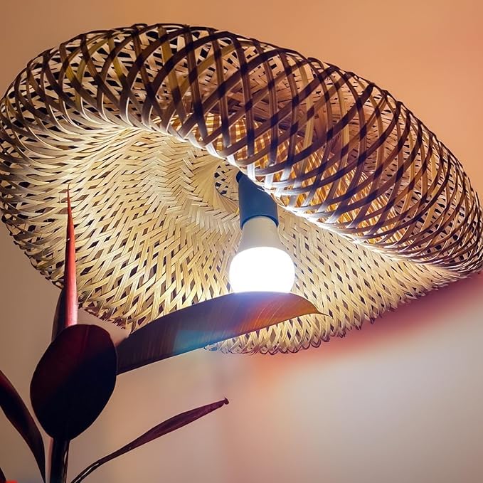 MKS BAMBOO CRAFT, Handmade Bamboo Hanging Lamp Shade Perfect Hanging Lights For Living Room/Home/Hotel/Cafe/Restaurant Decor 22 * 12in (AC/DC) holder Bulb included-image-10