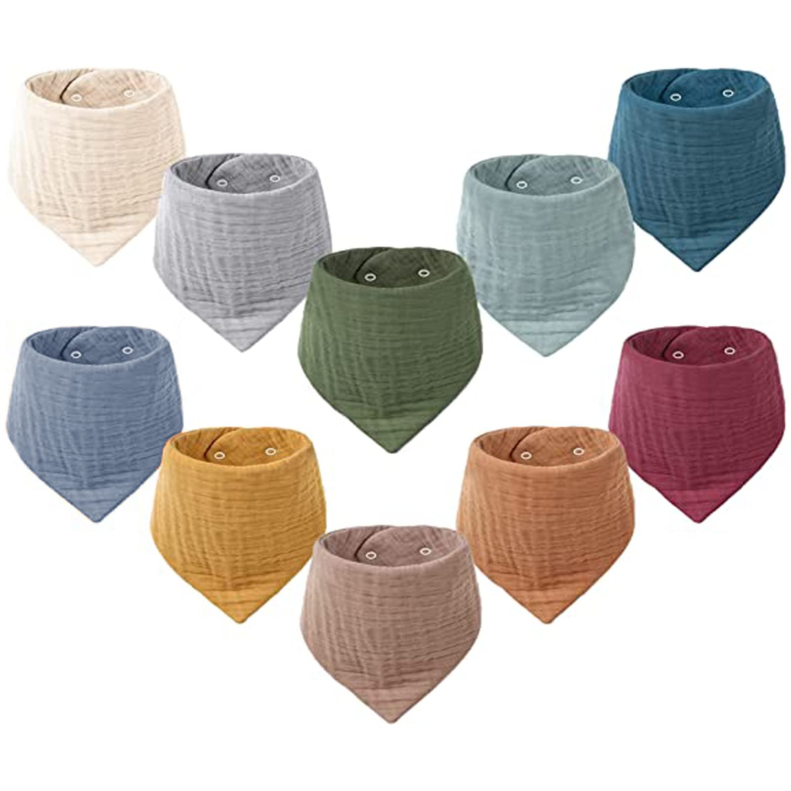 VOMARHUG Muslin Baby Lätzchen,10 Stück Sabberlätzchen Baby,Muslin Dreieckstuch Super Saugfähige Bio-Baumwoll Halstuch Baby Lätzchen für Säugling Kleinkinder