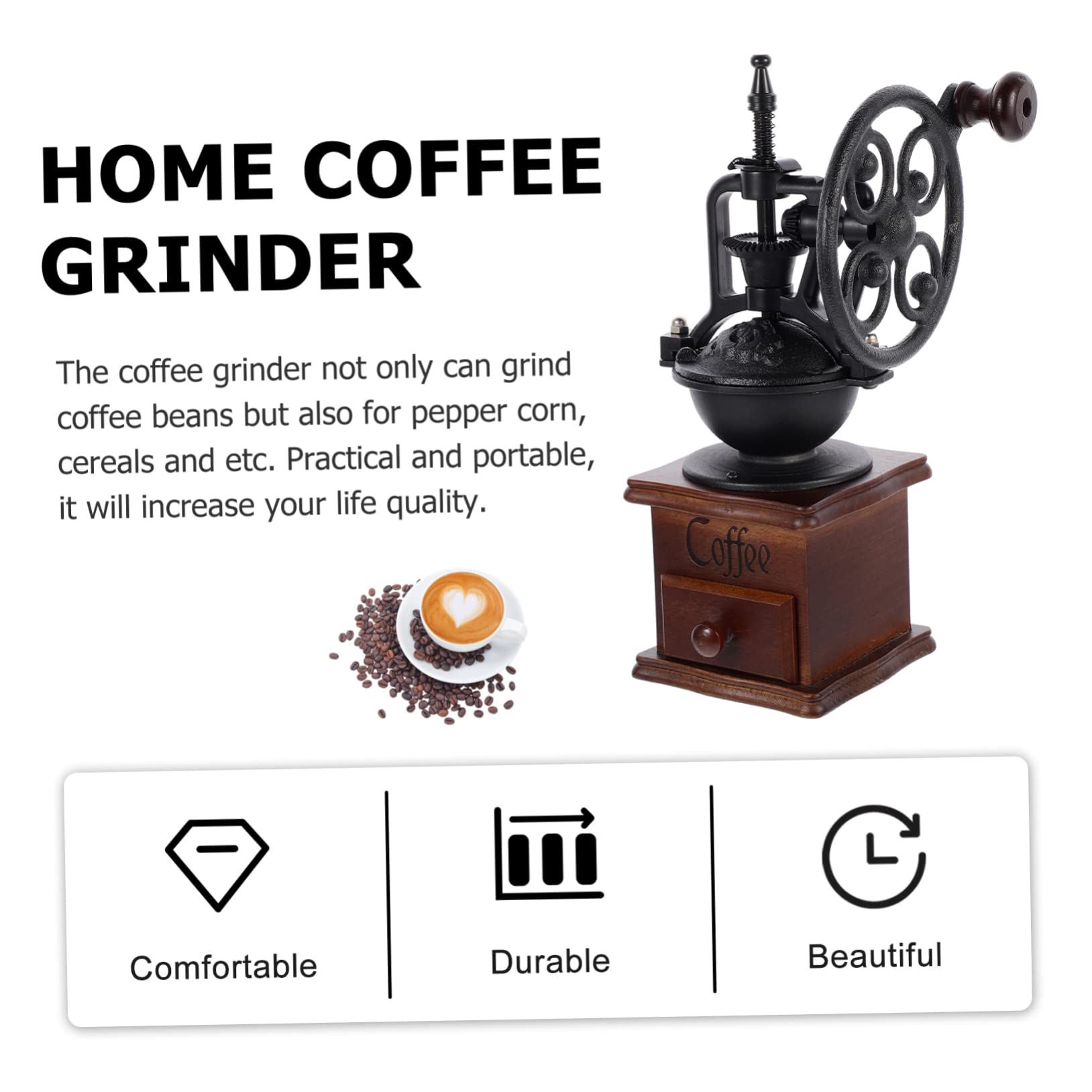 SHOWERORO De Café Manivela Portátil Para Granos De Café y Pimienta Manual De Metal Para Cafetera Casa o Cocina