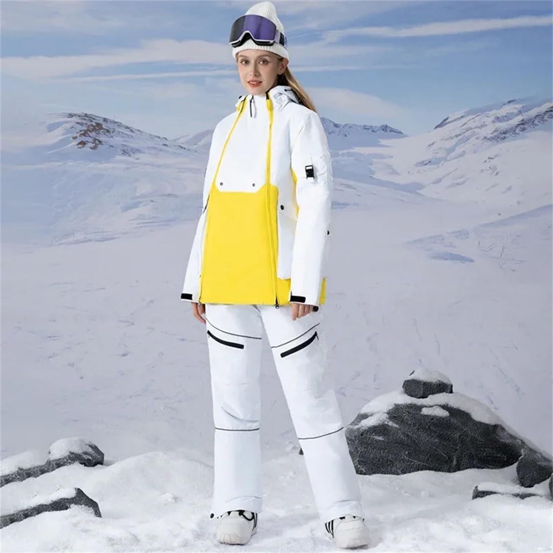 Giacca da donna con cappuccio pantaloni caldi vestiti da neve caldi set sci sport all'aperto montagna snowboard costume vestiti come da immagine 5 XL, come da immagine., XL